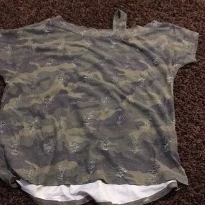 Distressed camo T-shirt